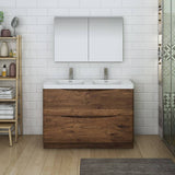 Fresca FVN9148RW-D Tuscany 48" Rosewood Free Standing Double Sink Modern Bathroom Vanity with Medicine Cabinet