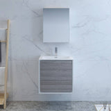 Fresca FVN9224HA Catania 24" Glossy Ash Gray Wall Hung Modern Bathroom Vanity with Medicine Cabinet