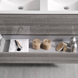 Fresca FVN9248HA-D Catania 48" Glossy Ash Gray Wall Hung Double Sink Modern Bathroom Vanity with Medicine Cabinet