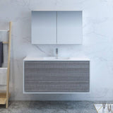 Fresca FVN9248HA Catania 48" Glossy Ash Gray Wall Hung Modern Bathroom Vanity with Medicine Cabinet
