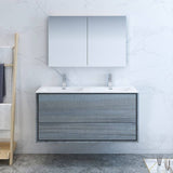 Fresca FVN9248OG-D Catania 48" Ocean Gray Wall Hung Double Sink Modern Bathroom Vanity with Medicine Cabinet