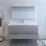 Fresca FVN9260HA-S Catania 60" Glossy Ash Gray Wall Hung Single Sink Modern Bathroom Vanity with Medicine Cabinet