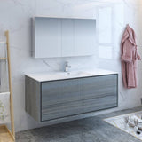 Fresca FVN9260OG-S Catania 60" Ocean Gray Wall Hung Single Sink Modern Bathroom Vanity with Medicine Cabinet