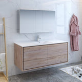 Fresca FVN9260RNW-S Catania 60" Rustic Natural Wood Wall Hung Single Sink Modern Bathroom Vanity with Medicine Cabinet