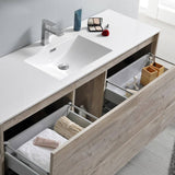 Fresca FVN9260RNW-S Catania 60" Rustic Natural Wood Wall Hung Single Sink Modern Bathroom Vanity with Medicine Cabinet