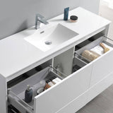 Fresca FVN9260WH-S Catania 60" Glossy White Wall Hung Single Sink Modern Bathroom Vanity with Medicine Cabinet