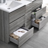 Fresca FVN93-241224HA-D Lazzaro 60" Glossy Ash Gray Free Standing Double Sink Modern Bathroom Vanity with Medicine Cabinet