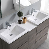 Fresca FVN93-241224MGO-D Lazzaro 60" Gray Wood Free Standing Double Sink Modern Bathroom Vanity with Medicine Cabinet