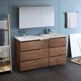 Fresca FVN93-241224RW-D Lazzaro 60" Rosewood Free Standing Double Sink Modern Bathroom Vanity with Medicine Cabinet