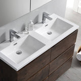Fresca FVN93-2424RW-D Lazzaro 48" Rosewood Free Standing Double Sink Modern Bathroom Vanity with Medicine Cabinet