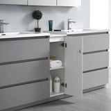 Fresca FVN93-301230GR-D Lazzaro 72" Gray Free Standing Double Sink Modern Bathroom Vanity with Medicine Cabinet