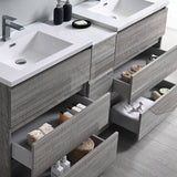 Fresca FVN93-301230HA-D Lazzaro 72" Glossy Ash Gray Free Standing Double Sink Modern Bathroom Vanity with Medicine Cabinet