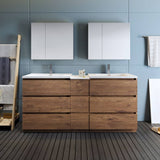 Fresca FVN93-301230RW-D Lazzaro 72" Rosewood Free Standing Double Sink Modern Bathroom Vanity with Medicine Cabinet