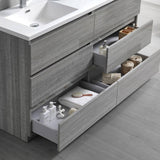 Fresca FVN93-3030HA-D Lazzaro 60" Ash Gray Free Standing Double Sink Modern Bathroom Vanity with Medicine Cabinet