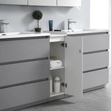 Fresca FVN93-361236GR-D Lazzaro 84" Gray Free Standing Double Sink Modern Bathroom Vanity with Medicine Cabinet