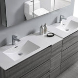 Fresca FVN93-361236HA-D Lazzaro 84" Glossy Ash Gray Free Standing Double Sink Modern Bathroom Vanity with Medicine Cabinet