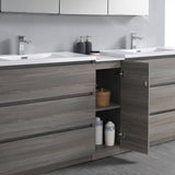 Fresca FVN93-361236MGO-D Lazzaro 84" Gray Wood Free Standing Double Sink Modern Bathroom Vanity with Medicine Cabinet