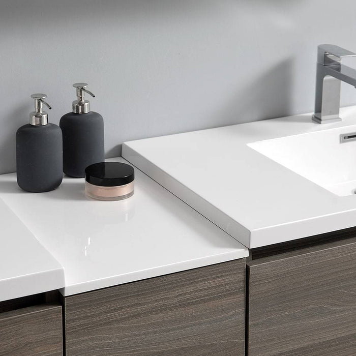 Fresca FVN93-361236MGO-D Lazzaro 84" Gray Wood Free Standing Double Sink Modern Bathroom Vanity with Medicine Cabinet