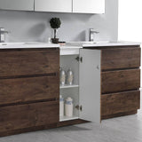 Fresca FVN93-361236RW-D Lazzaro 84" Rosewood Free Standing Double Sink Modern Bathroom Vanity with Medicine Cabinet