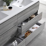 Fresca FVN93-3636HA-D Lazzaro 72" Glossy Ash Gray Free Standing Double Sink Modern Bathroom Vanity with Medicine Cabinet