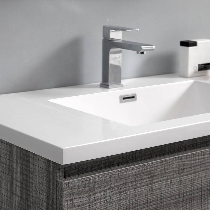 Fresca FVN93-3636HA-D Lazzaro 72" Ash Gray Free Standing Double Sink Modern Bathroom Vanity with Medicine Cabinet