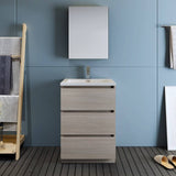 Fresca FVN9324MGO Lazzaro 24" Gray Wood Free Standing Modern Bathroom Vanity with Medicine Cabinet