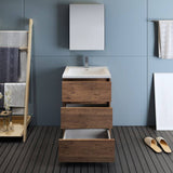 Fresca FVN9324RW Lazzaro 24" Rosewood Free Standing Modern Bathroom Vanity with Medicine Cabinet