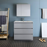 Fresca FVN9336GR Lazzaro 36" Gray Free Standing Modern Bathroom Vanity with Medicine Cabinet