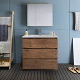 Fresca FVN9336RW Lazzaro 36" Rosewood Free Standing Modern Bathroom Vanity with Medicine Cabinet