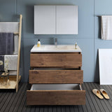 Fresca FVN9342RW Lazzaro 42" Rosewood Free Standing Modern Bathroom Vanity with Medicine Cabinet