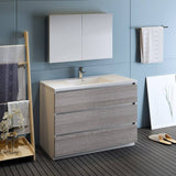 Fresca FVN9348HA Lazzaro 48" Glossy Ash Gray Free Standing Modern Bathroom Vanity with Medicine Cabinet