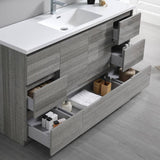 Fresca FVN9360HA-S Lazzaro 60" Glossy Ash Gray Free Standing Single Sink Modern Bathroom Vanity with Medicine Cabinet