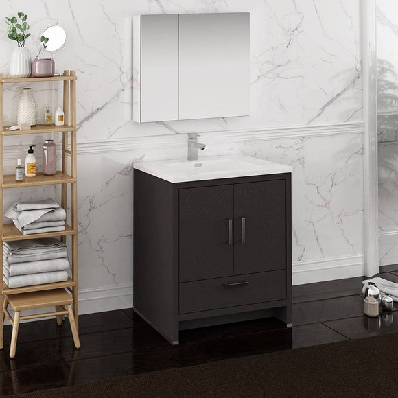Fresca FVN9430DGO Imperia 30" Dark Gray Oak Free Standing Modern Bathroom Vanity with Medicine Cabinet