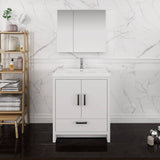Fresca FVN9430WH Imperia 30" Glossy White Free Standing Modern Bathroom Vanity with Medicine Cabinet