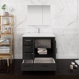 Fresca FVN9436DGO-L Imperia 36" Dark Gray Oak Free Standing Modern Bathroom Vanity with Medicine Cabinet- Left Version