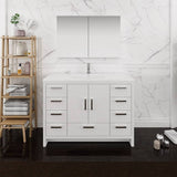 Fresca FVN9448WH Imperia 48" Glossy White Free Standing Modern Bathroom Vanity with Medicine Cabinet