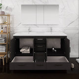 Fresca FVN9460DGO-D Imperia 60" Dark Gray Oak Free Standing Double Sink Modern Bathroom Vanity with Medicine Cabinet