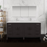 Fresca FVN9472DGO Imperia 72" Dark Gray Oak Free Standing Double Sink Modern Bathroom Vanity with Medicine Cabinet