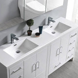 Fresca FVN9472WH Imperia 72" Glossy White Free Standing Double Sink Modern Bathroom Vanity with Medicine Cabinet