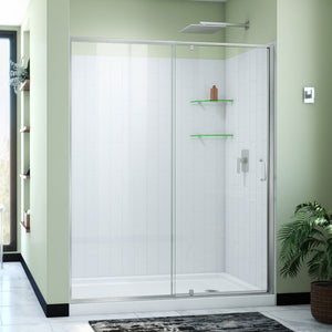 DreamLine D2226032XXR0004 Flex Pivot Shower Door, Base,, White Wall Kit in Brushed Nickel