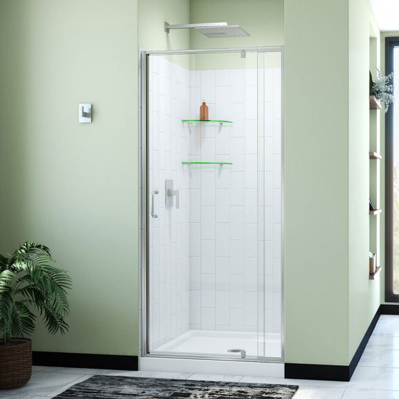 DreamLine D2223636XXC0004 Flex Pivot Shower Door, Base,, White Wall Kit in Brushed Nickel