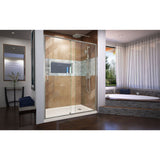 DreamLine DL-6223R-22-04 Flex 32"D x 60"W x 74 3/4"H Semi-Frameless Shower Door in Brushed Nickel with Right Drain Biscuit Base Kit