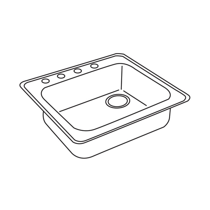 Elkay GE12522R1 Dayton Stainless Steel 25" x 22" x 5-3/8", Single Bowl Top Mount Kitchen Sink