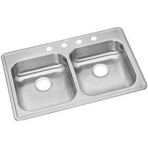 Elkay GE233221 Dayton Stainless Steel Equal Double Bowl Top Mount Sink