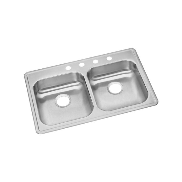 Elkay GE233223 Dayton Stainless Steel 33" x 22" x 5-3/8", Double Bowl Top Mount Kitchen Sink