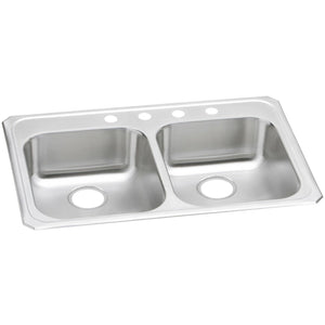Elkay GECR33213 Celebrity Stainless Steel 33" x 21-1/4" x 5-3/8", 2-Bowl Top Mount Kitchen Sink