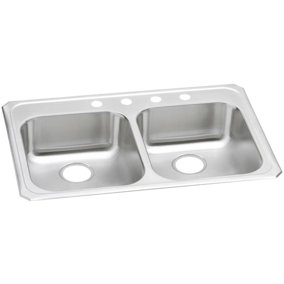 Elkay GECR33213 Celebrity Stainless Steel 33" x 21-1/4" x 5-3/8", 2-Bowl Top Mount Kitchen Sink