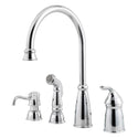 Pfister GT26-4CBC Avalon Kitchen Faucet, Side Spray and Dispenser in Polished Chrome
