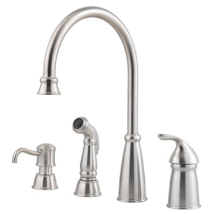 Pfister GT26-4CBS Avalon Kitchen Faucet, Side Spray and Dispenser in Stainless Steel
