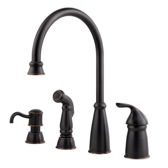 Pfister GT26-4CBY Avalon Kitchen Faucet, Side Spray and Dispenser in Tuscan Bronze